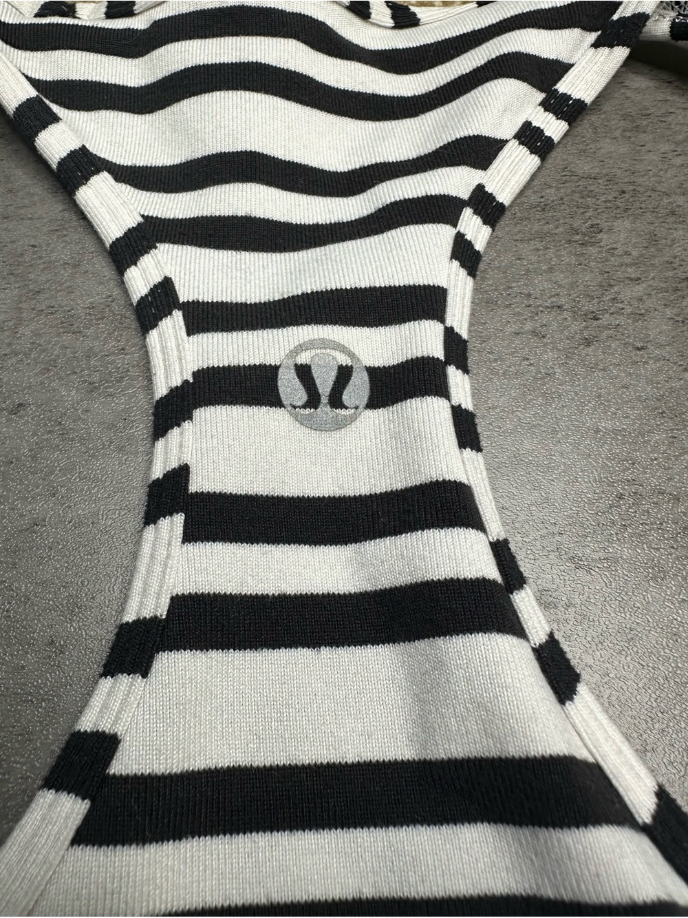 Lululemon Black & White Striped Razorback Tank Top - Picture 3 of 3